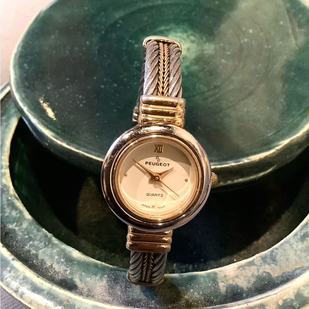 Vintage Peugeot Stainless Steel and Gold Watch